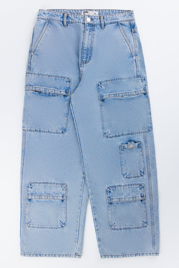 Light Blue Wash Cargo Jeans