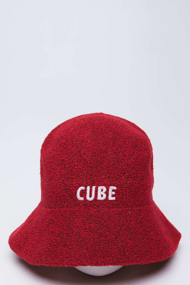 Red Textured Logo Bucket Hat