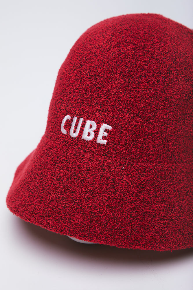 Red Textured Logo Bucket Hat (1)