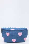 Quilted Denim Heart Moon Bag