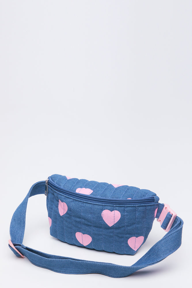 Quilted Denim Heart Moon Bag (1)