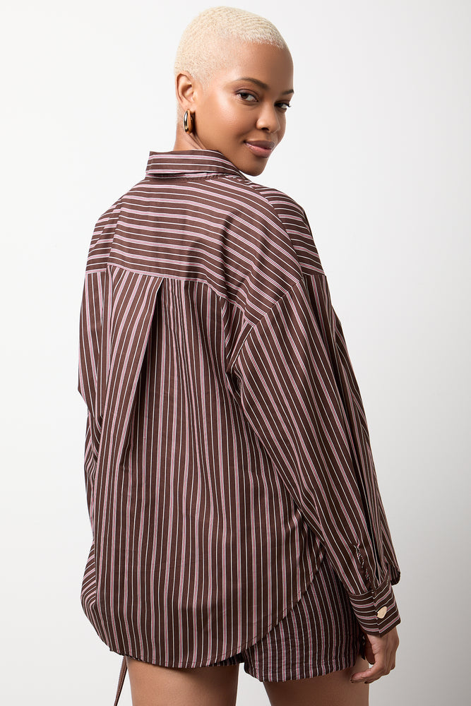 Oversized Striped Long Sleeve Shirt (2)