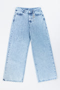 Blue Wide Leg Denim Jeans