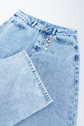 Blue Wide Leg Denim Jeans (1)