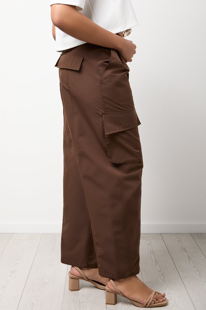Chocolate Brown Utility Barrel Pants (1)