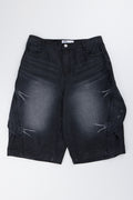 Charcoal Denim Cargo Jorts