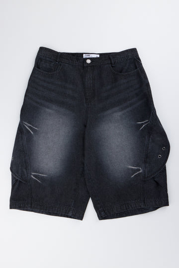 Charcoal Denim Cargo Jorts