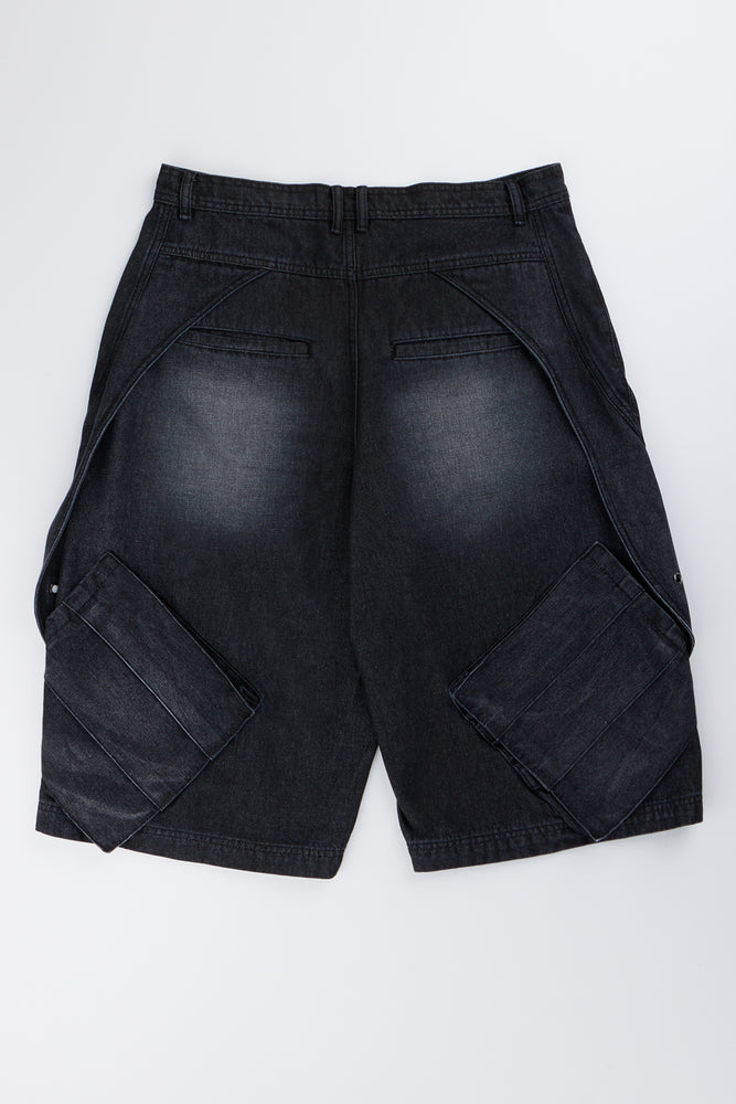 Charcoal Denim Cargo Jorts (2)