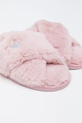 Pink Faux Fur Star Slippers (2)