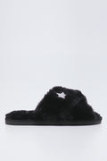 Black Faux Fur Slippers (1)