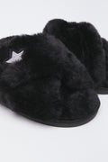 Black Faux Fur Slippers (2)
