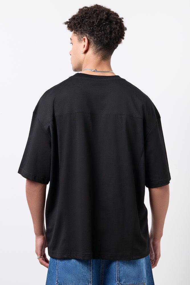 Flame Print Black Graphic T-Shirt (2)