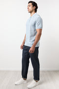 Light Blue Textured Zip Golfer (1)