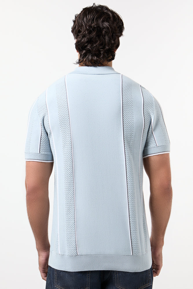 Light Blue Textured Zip Golfer (2)