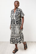 Monochrome Geometric Print Tunic Dress