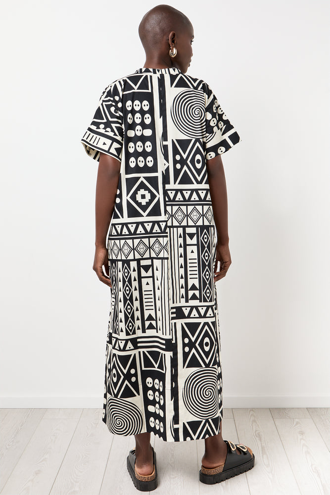 Monochrome Geometric Print Tunic Dress (2)