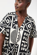Monochrome Geometric Print Tunic Dress (3)