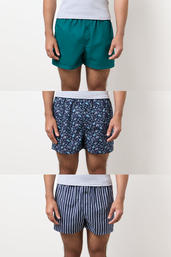 3 Pack Men Woven Boxers