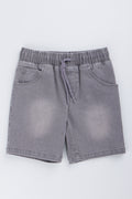 Grey Pull On Denim Shorts