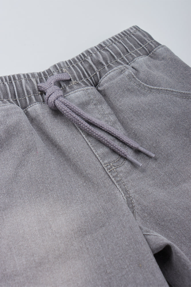 Grey Pull On Denim Shorts (1)