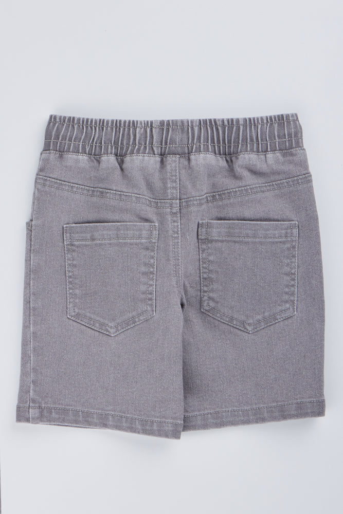 Grey Pull On Denim Shorts (2)