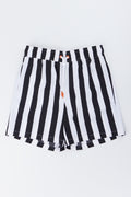 Black & White Striped Swim Shorts