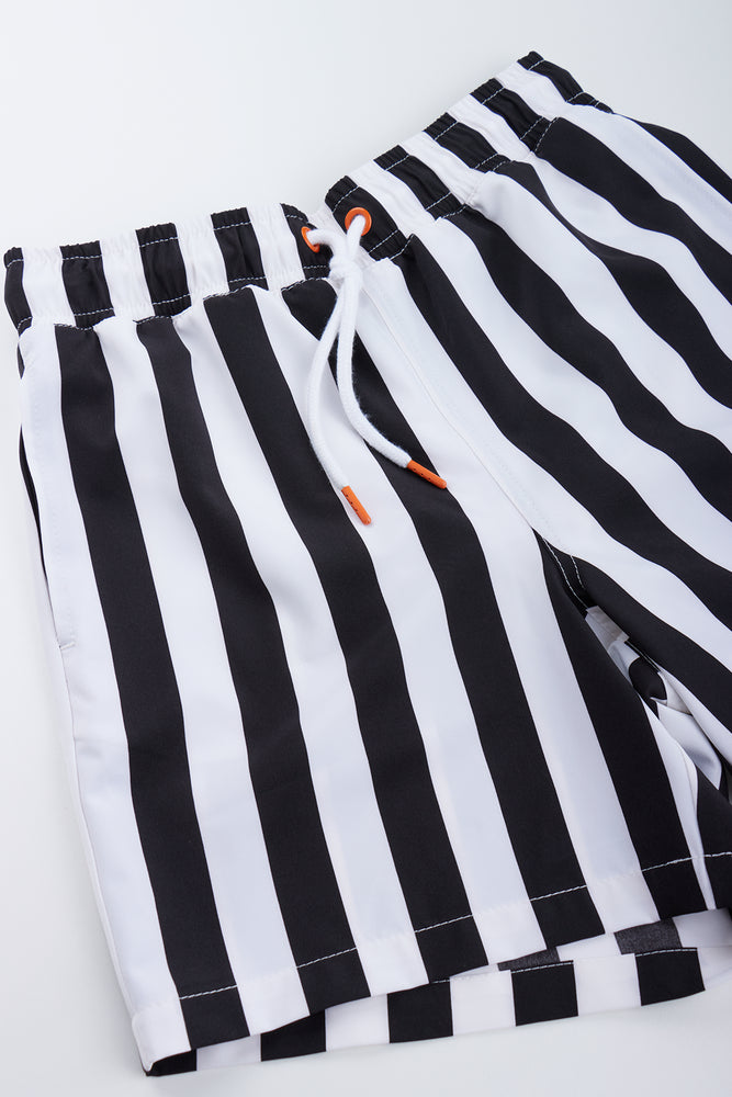Black & White Striped Swim Shorts (1)