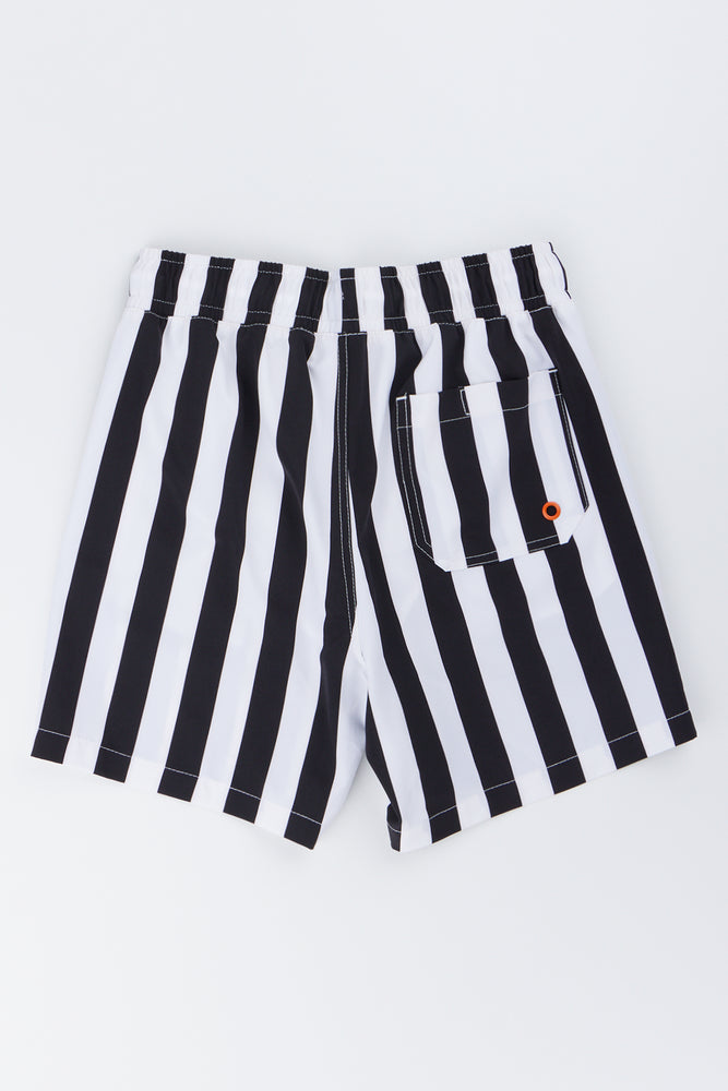 Black & White Striped Swim Shorts (2)