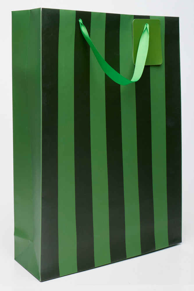 Large Forest Green Stripe Gift Bag (1)