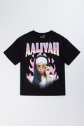 Aaliyah Graphic Oversized Black T-Shirt