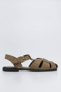 Beige Suede Cage Mule (1)