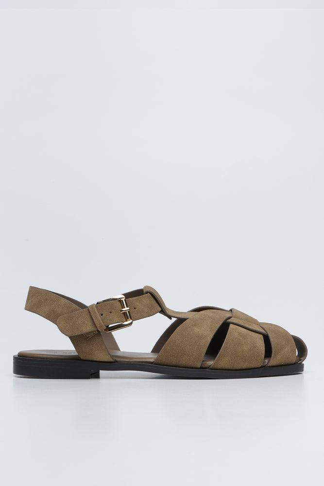 Beige Suede Cage Mule (1)