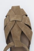 Beige Suede Cage Mule (4)