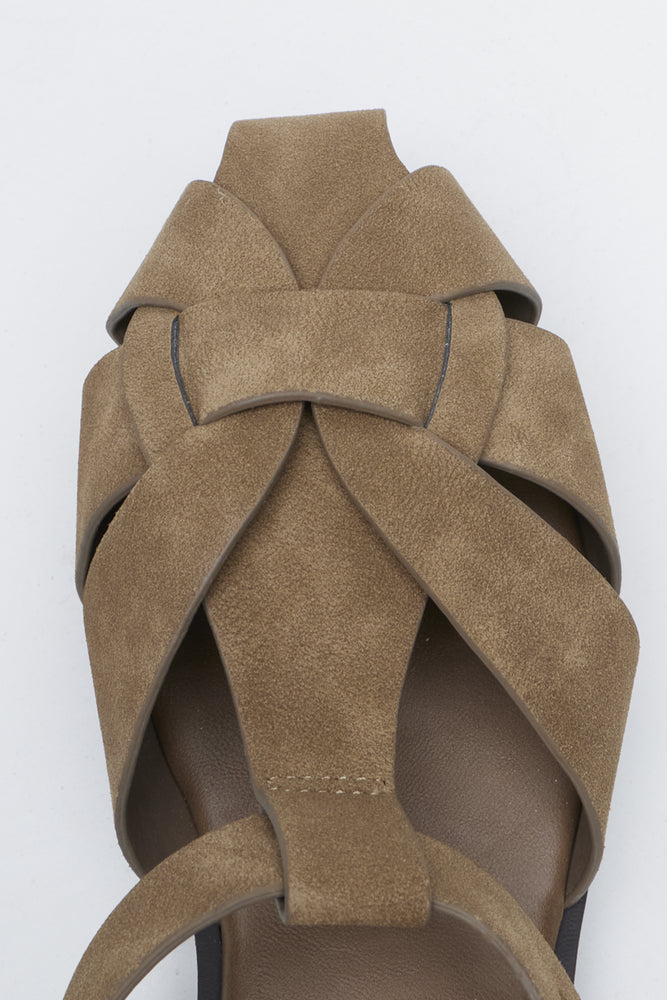 Beige Suede Cage Mule (4)