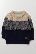 Colourblock Knitwear Navy & Beige