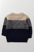 Colourblock Knitwear Navy & Beige (2)