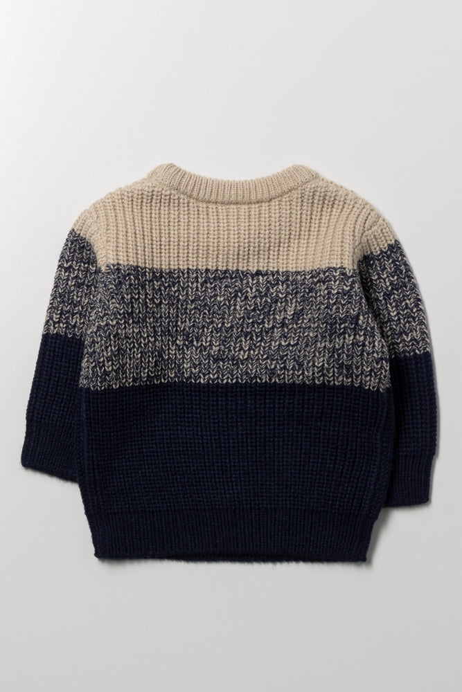 Colourblock Knitwear Navy & Beige (2)
