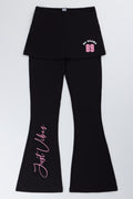 Black Foldover Skirt Leggings