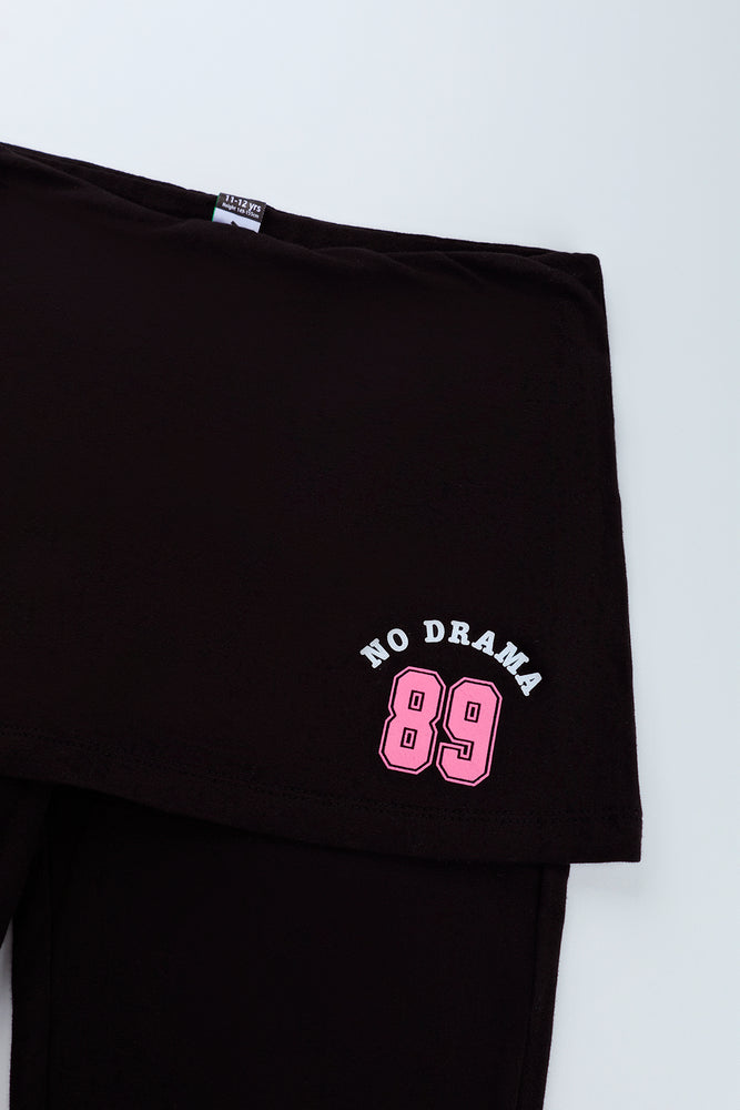 Black Foldover Skirt Leggings (1)