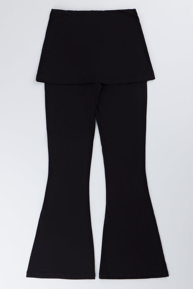 Black Foldover Skirt Leggings (3)