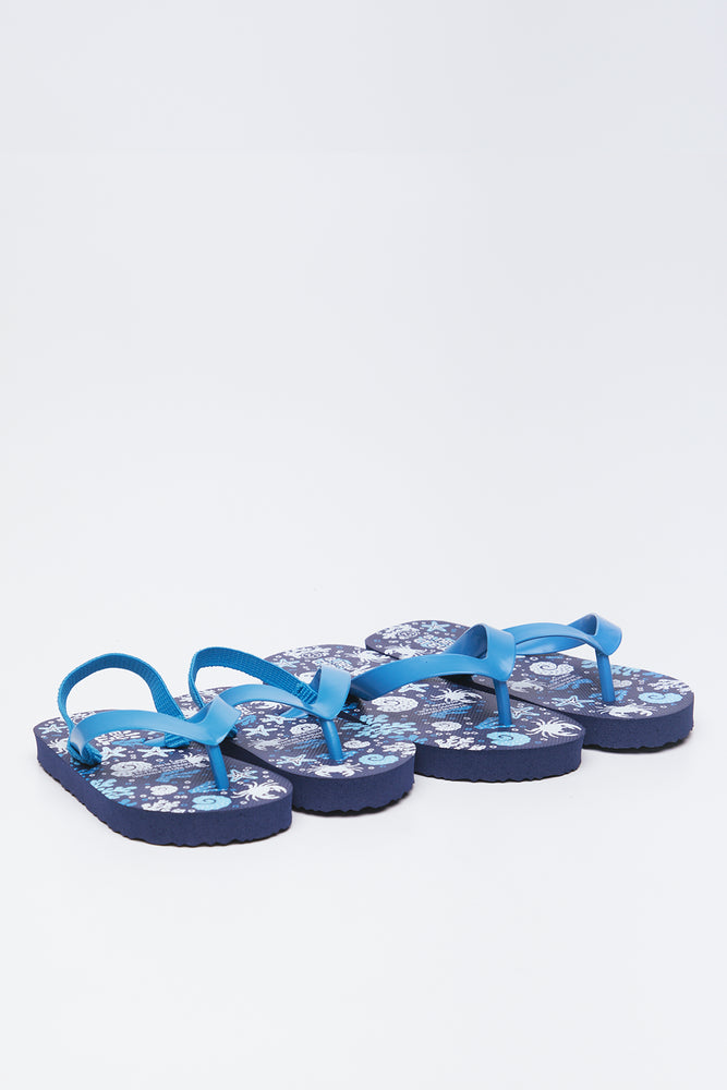 Blue Ocean Print Kids Flip Flops