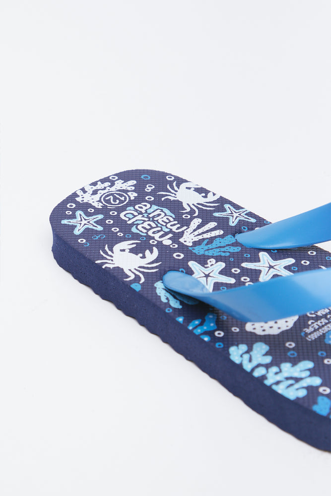 Blue Ocean Print Kids Flip Flops (4)
