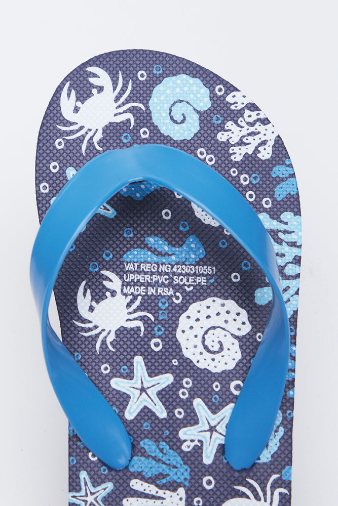 Blue Ocean Print Kids Flip Flops (5)