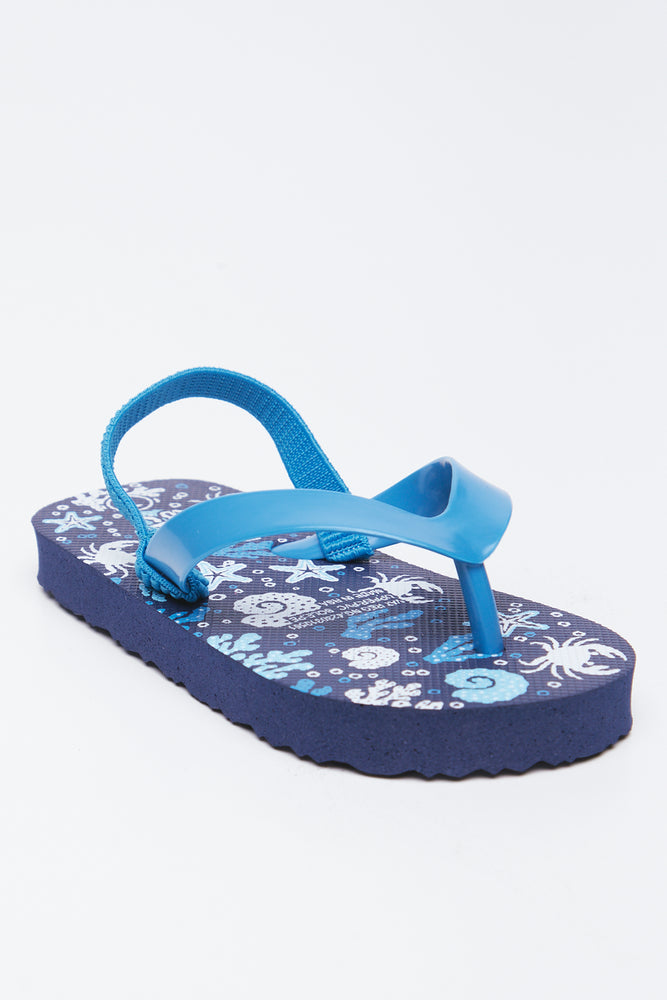 Blue Ocean Print Kids Flip Flops (6)