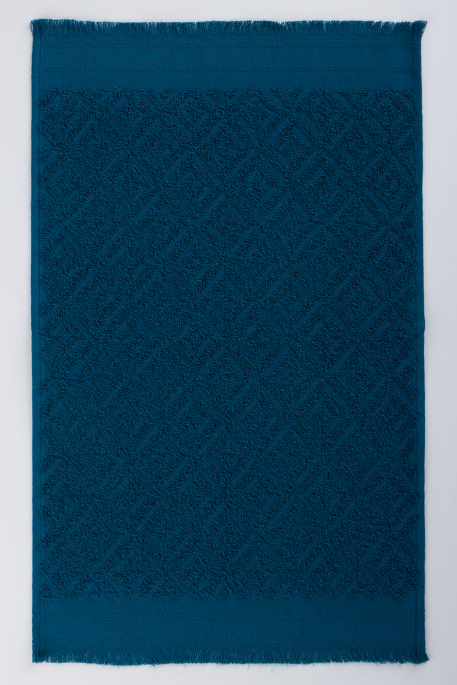 Blue Textured Fringe Guest Towel