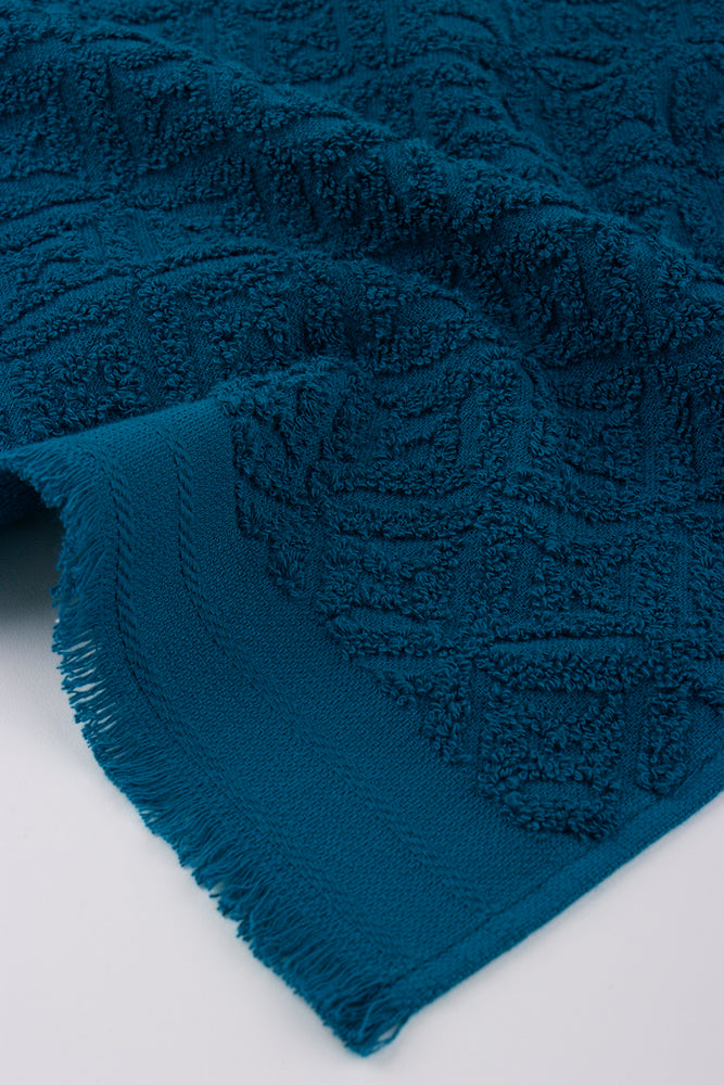 Blue Textured Fringe Guest Towel (1)