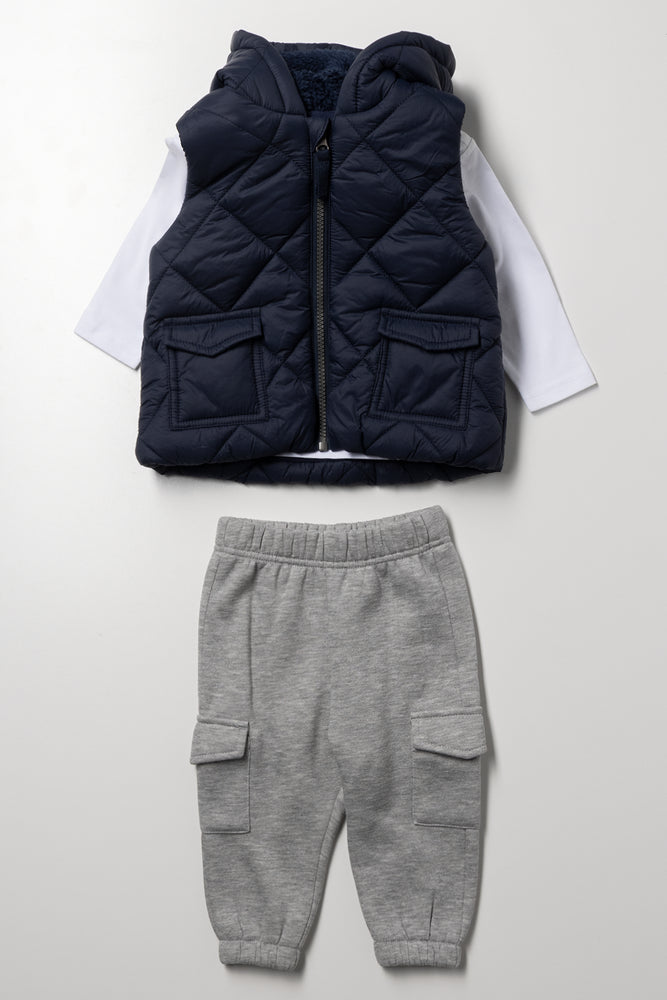 3 Piece Gillet & Trackpants Set Navy