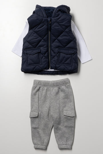 3 Piece Gillet & Trackpants Set Navy
