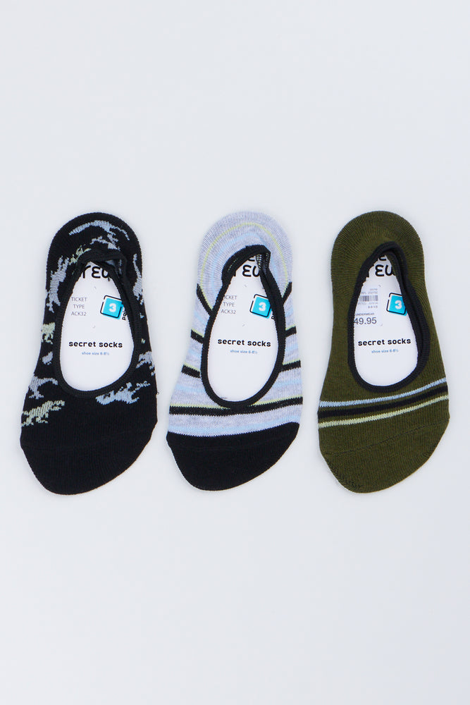 3 Pack Dino Print Secret Socks