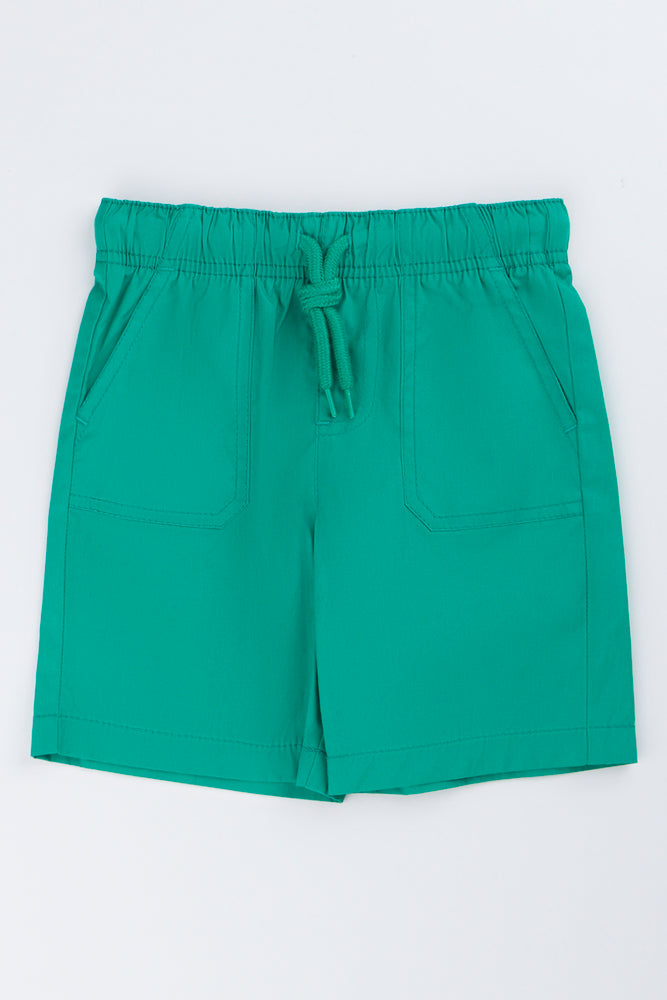 Green Poplin Shorts